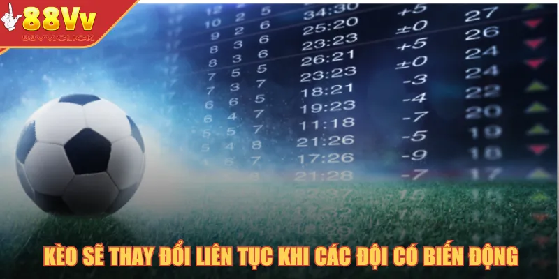 Kèo sẽ thay đổi liên tục khi các đội có biến động